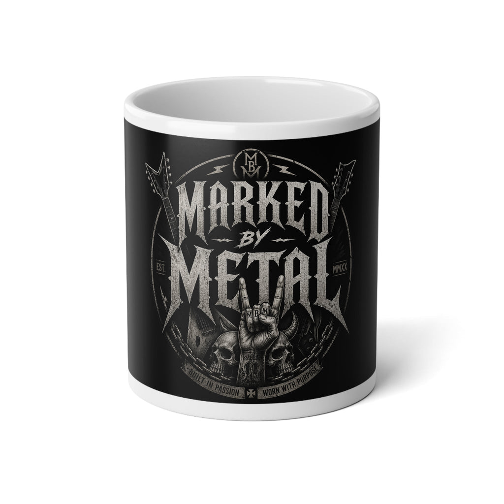 Marked By Metal 20oz Jumbo Mug — Heavy Metal Skull & Horns Coffee Cup - Marked by Metal